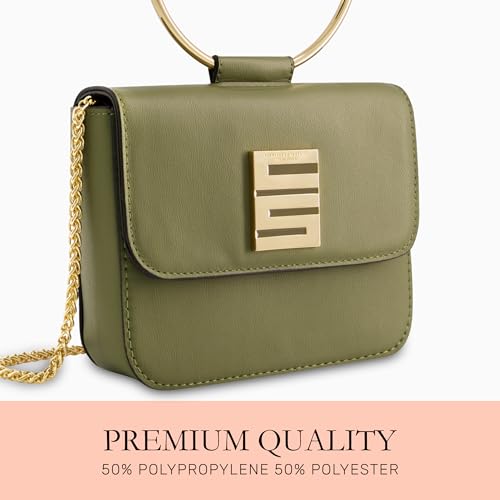 Image of Christian Siriano New York Women's Crossbody Bag Purse, Mini Flap Shoulder Handbag with Ring Handle and Chain Strap