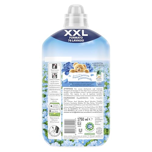Coccolino Ammorbidente Concentrato Aria di Primavera, Ammorbidente Lavatrice con Tecnologia Stay Fresh, con Note Fruttate, Rosa, e Sandalo, Formato XXL Fino a 456 Lavaggi, 6 Pezzi da 1750 ml - Immagine 1