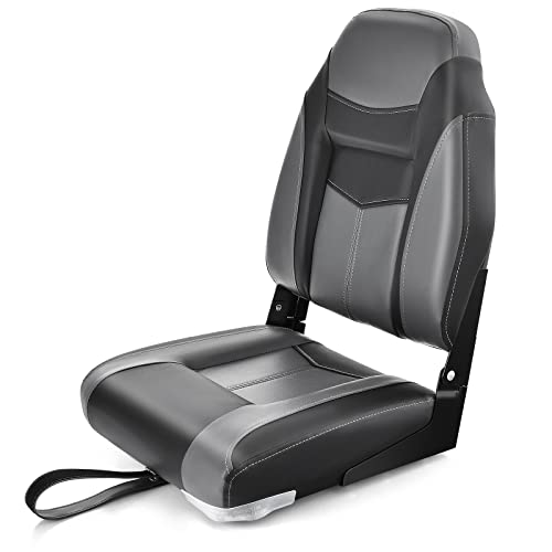 GOPLUS Siège de Bateau 1PC Siège de Pêche Pliable avec Coussin Rembourré Doux et Coutures Renforcées, Design Ergonomique Capacité 115KG pour Yacht...