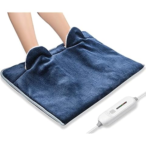 Electric Heated Foot Warmer Soft Flannel Foot Heater with 2h Auto Off & 3 Heat Levels Full Body Use Heating Pad for Feet, Abdomen, Cramps, Pain Relief Pocket Design 16" x 22" Cover