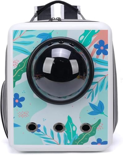 猫キャリー 宇宙船 ペットリュック キャリーバッグ カプセル型 犬 うさぎ 小動物 ペットキャリー 可愛い 軽量 耐荷重8Kg 通気性 大容量 透明ドーム取り外し可 マート付き 飛び出し防止 小型犬用 ドライブ 旅行 キャンピング/通院/散歩/電車移動 (