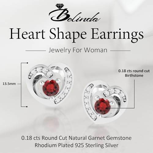 Women's Earring Heart Shaped Push Back Stud Earrings Real Sterling Silver Shiny Gem Natural Gemstone Birthday Party Casual Wedding for Gifts2