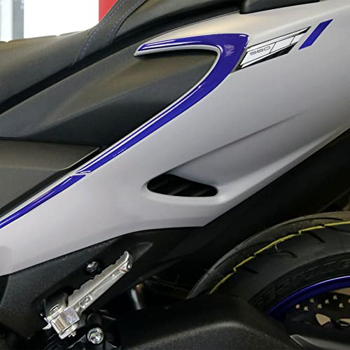 labelbike - 3D Gel Scooter Tail Edge Guard Stickers Compatible with Yamaha TMAX 560 from 2020, Blue Metal Carbon, Set of 2