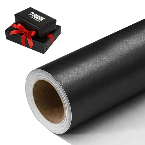 UQABIK Pearl Black Wrapping Paper Roll - 10m x 44cm | Extra-Long Matte Pearl Black Paper with Durable Thickness - 80gsm | Matte Finish Gift Wrap for Arts Crafts Parties Birthdays & Christmas