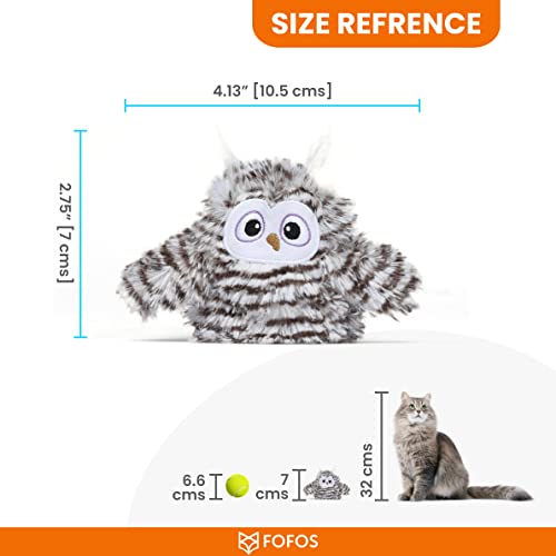 Image of BarkButler x FOFOS Flapping Owl Interactive Cat Toy - Cat Toys Interactive, Flappy Bird Cat Toy with Catnip - Grey