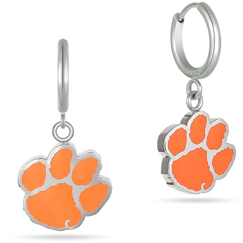 Stone Armory Earrings for Clemson University Jewelry Gifts for Women, Graduation – Stainless Steel Skin-Friendly Clemson Tigers Earrings Tiger Paw Hoops