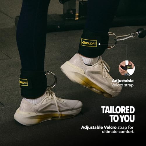 Image of Boldfit Ankle Straps For Gym With Metal D-rings Premium Unisex Ankle Strap For Cable Machine Exercise Padded Ankles Bands For Leg Extensions, Ankles Gym Accessories For Men Workout 1 Pair Pro Strap