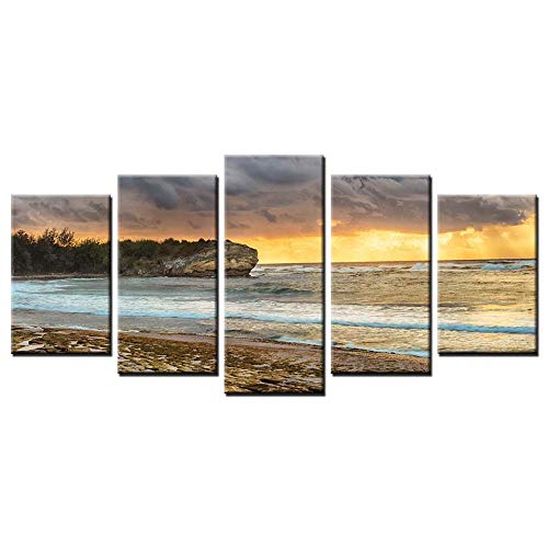Idée cadeau salon moderne tableau mer 5 pièces sans cadre