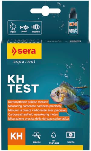 SERA KH Test 15ml | pour Aquarium et Bassin | Mesure de la Dureté Carbonatée pour Stabiliser Le pH | Kit d’Analyse avec Éprouvette, Seringue et Fiche...