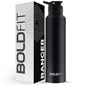Boldfit Stainless Steel Water Bottle 1 Litre Black
