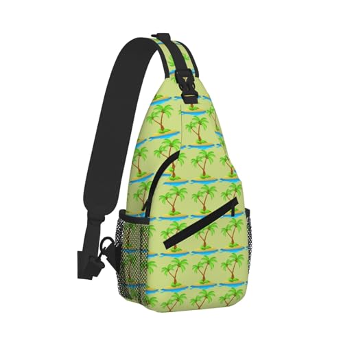 3d Palm Tree Printing Fashion Sling Bag For Men Chest Shoulder Backpack Crossbody Motocycle Daypack For Travel Hiking2