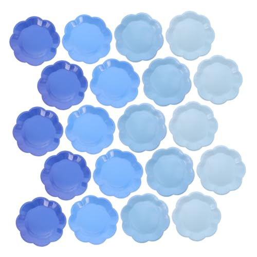 KAILIKETIY 40個入りグラデーションブルー紙皿 花形縁付きケーキ デザート用使い捨てパーティープレート 誕生日 結婚式 ベビーシャワー ハヌカ