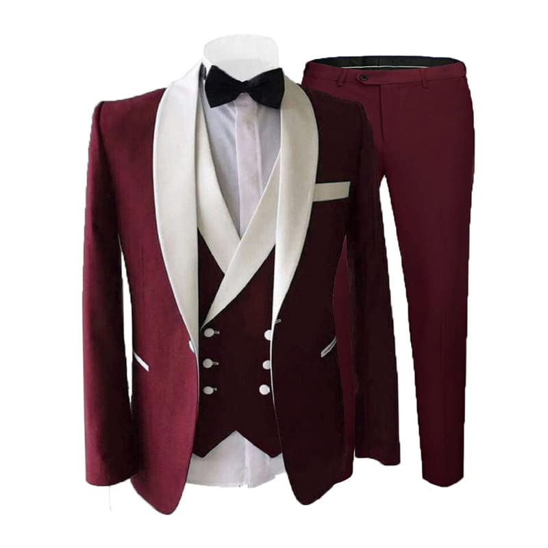 2026 Formal Suits for Men Wedding Slim Fit 3 Piece Dress Tux Business Party Jacket Vest & Pants JXZ007