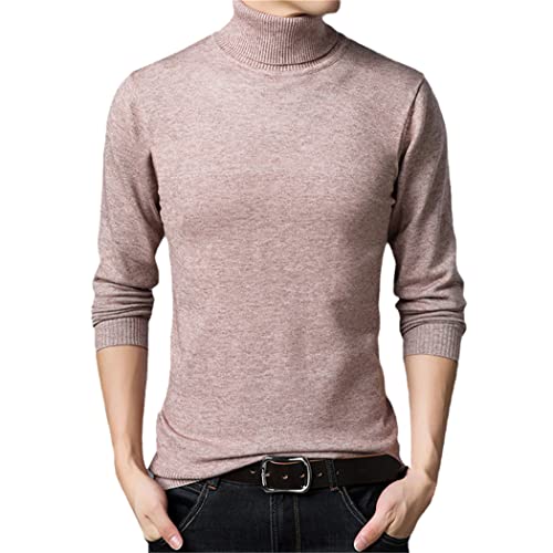 Pull d'hiver classique à col roulé épais chaud kaki XXXL pour homme