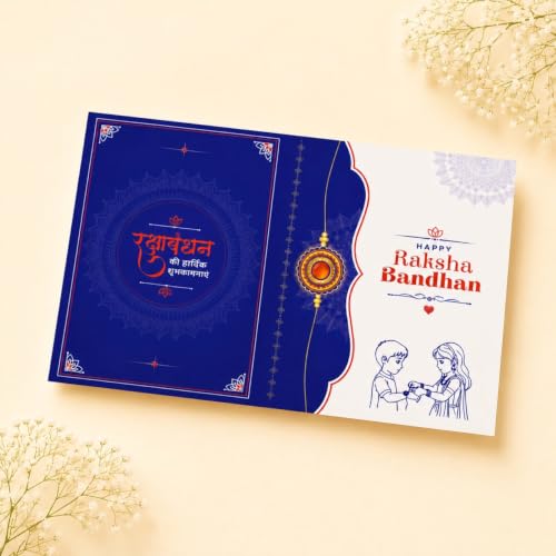 Image of Oblivion Rakhi Set for Brother and Bhabhi - Peacock with Feather Gift for Bhai & Lumba for Bhabhi with Silver Colour Coin and Greeting Card - Raksha Bandhan Combo