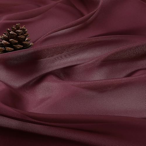 Image of OVZME Wine Bedroom Curtains 2 Panel Sets 90 Inch Length, 59 Inch Extra Wide Light Filtering Light Weight Soft Window Treatment Panels for Study Room Living Room Guest Room, 59Wx90L Inches