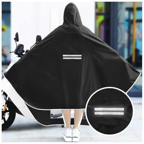 Image of HAOZAIKEJI Universal Motorcycle Raincoat Waterproof Hoodie Rain Cape Reusable Bike E-bike Rain Coat Mobility Scooter Outdoor Rain Poncho with Detachable Hat Brim Reflective Strip for Men Women