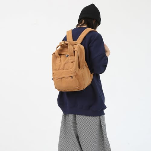 Image of MaxxCloud Vintage Canvas Tote Satchel Backpack Hiking Knapsack Travel Bag Handbag Purse Rucksack 583 Khaki