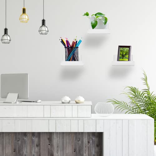 Image of 3 Pack Small Floating Acrylic Shelves Transparent Mini Wall Shelves for Storage 4 Inch Small Picture Edge Shelves with Two Types of Installation - Glue & Drilling
