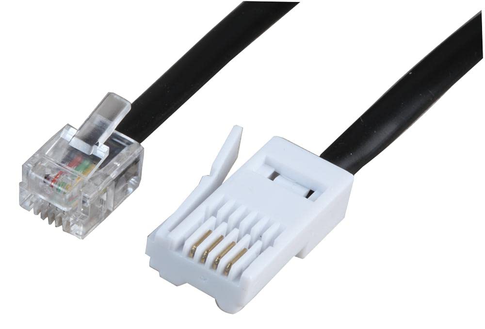 Pro Signal PSG04204 RJ11 to UK Phone Plug (431A) Extension Lead, Black, 10m