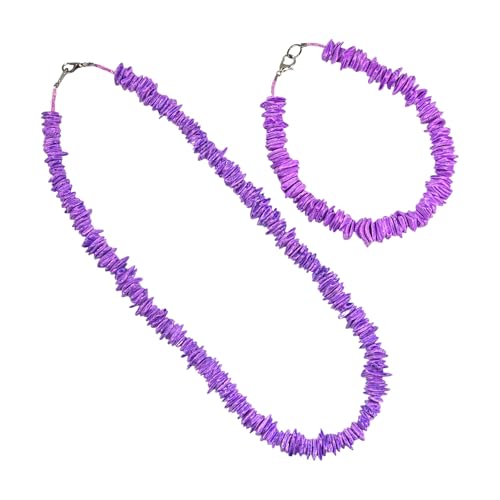 BlueRica Puka Shell Chips Necklace & Anklet Set (Solid)