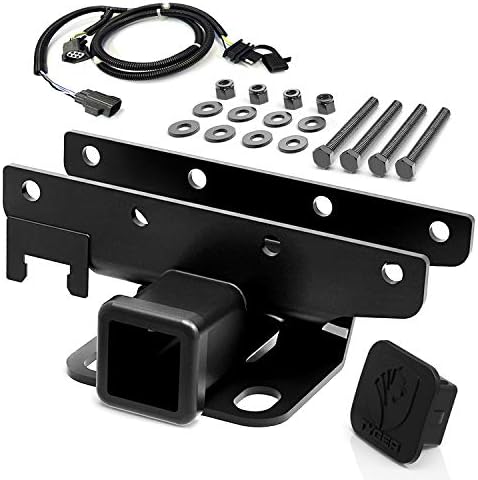 TYGER Towing Combo: 2inch Receiver Hitch & Wiring Harness & Hitch Cover Fits 2007-2018 Wrangler JK 2Dr & 4Dr (Exclude 2018 JL Models)