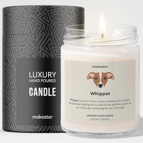 Whippet Gifts - Luxury Soy Wax Candle - Vanilla, Jasmine, Sugared Almond - Makester