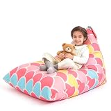 Nobildonna Funda para Silla de puf de Almacenamiento de Animales de Peluche Solo para niños y Adultos, puf Extragrande sin Relleno, Soporte y Organizador de Juguetes de Peluche, Lona de