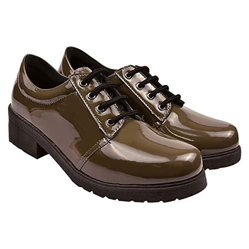 Coturno Feminino Oxford Tratorado Eleganteria Verde Militar Tamanho:34;Cor:Verde Militar