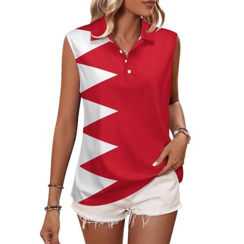 Polo sin mangas de mujer con bandera de Baréin para golf
