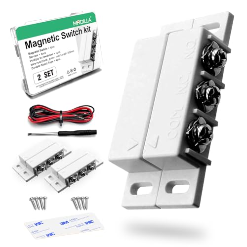 Image of 2 Set Magnetic Reed Switch NO /NC, Wired Surface Mount Door Window Contact Sensor for Security Alarm, Silver