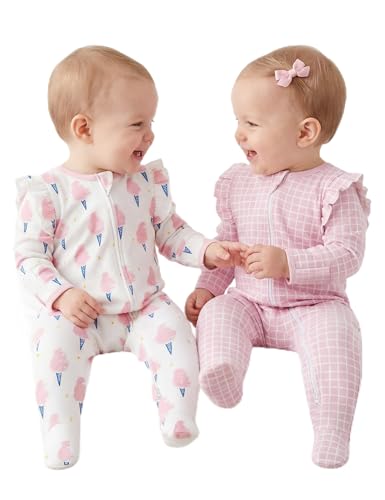 Image of Yoofoss Baby Sleepers Baby Girl Clothes 100% Cotton Pajamas for Newborn 0-3 3-6 6-9 Months Sleep and Play Pjs