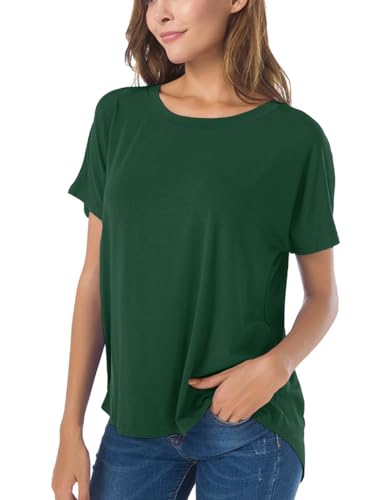 Image of Herou Women Loose Fit T-Shirts Soft Short Sleeve Crew Neck Casual Tee Tops | Lightweight,Basic,Workout,Comfortable,High Low Hem,Oversized