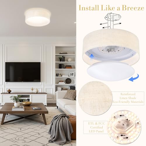 Hamilyeah Flush Mount Ceiling Light 15 inch, 24W LED Lighting Fixture Ceiling Mount for Kitchen, Dimmable Close to Ceiling Lighting Fixture 5CCT for Bedroom, Living Room, Bathroom, Hallway by Hamilyeah - Used condition - Image 5