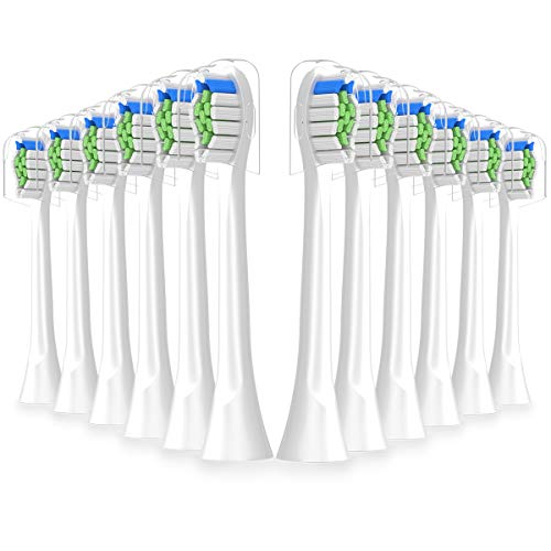 Qlebao Testine di Ricambio per Spazzolino Elettrico Philips Sonicare, Compatibile con Diamond Clean, HealthyWhite, FlexCare, EasyClean, Plaque Control, Gum Health -12 Pezzi