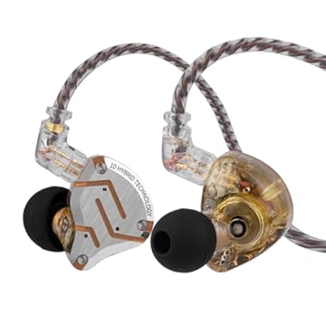 Linsoul KZ ZS10 Pro, monitor intra-auricular com 5 drivers 4BA+1DD, fones de ouvido com fio HiFi, fones de ouvido para jogos, fones de ouvido IEM híbridos com placa frontal de aço inoxidável, cabo removível de 2 pinos