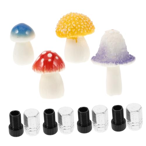 SUPVOX 4pcs Mushroom Shape Tire Valve Caps Unique Car Valve Stem Cute Wheel Accessories for Cars Trucks and Design for Easy Inflation