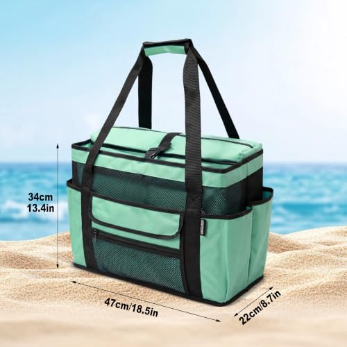 MYDAYS Beach Cooler Bag with Insulated Compartment, Large Mesh Beach Tote Bags Waterproof Sandproof, XL Pool Bag for Men Women, 2-in-1 Travel Vacation Essentials with Wet Pocket & Towel Holder (Green) - image 8