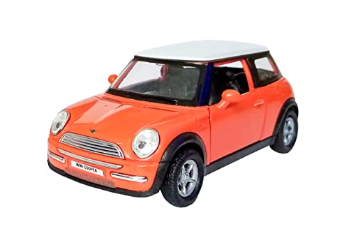 Materiale: metallo e plastica MINI Cooper 10 cm modello auto in metallo modello auto giocattolo auto Welly veicolo giocattolo bambini regalo 4 varianti 08 (arancione)