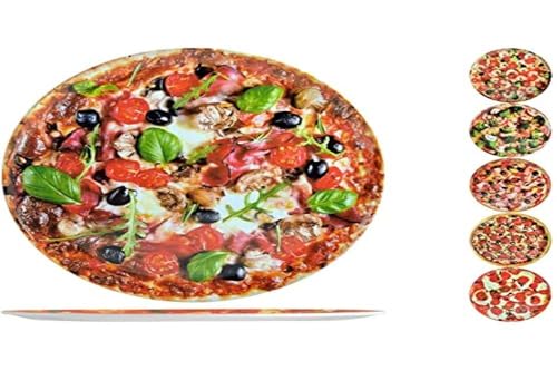 Home Plato de pizza de melamina redondo, modelo surtido, 33 cm, 1 unidad