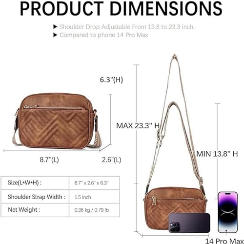 Quilted Crossbody Bags for Women Vegan Leather Purses Small Shoulder Handbags with Wide Strap3