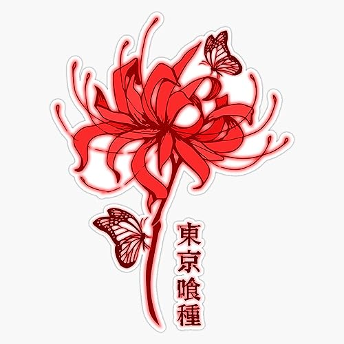 Image of Red Spider Lilly Butterfly Tokyo Ghoul Bumper Sticker Vinyl Decal 5 inch
