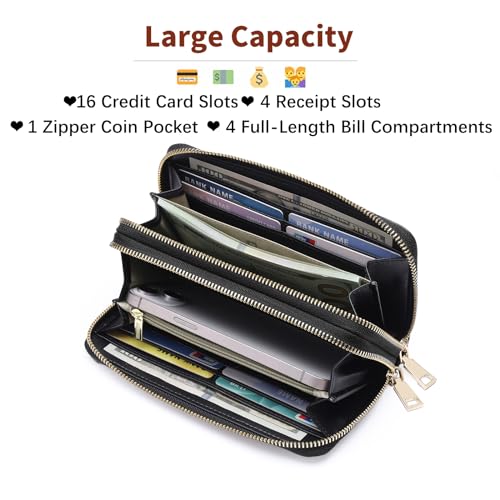 Goiacii Women'S Wallet Large Capacity Double Zip Around Credit Card Holder Leather Ladies Wallet thumb #1