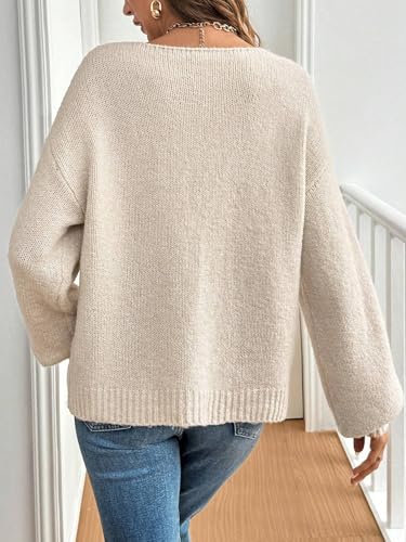 Women Casual Bow Tie Front Cardigan Sweater Solid Crew Neck Long Sleeve Self Tie Open Front Knit Sweater Top Fall3