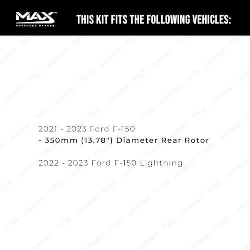 Image of Max Advanced Brakes Rear Brake Kit Compatible With 2021 2022 2023 Ford F-150 Lightning w /13.78 inch Diameter Rear Rotor Replacement Drilled Slotted Black Coated Disc Brake Rotors and Ceramic Brake Pads
