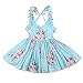 Flofallzique Girls' Cotton Vintage Print Floral Princess Dress For Toddler and Baby Girl (3, blue)