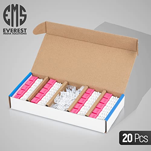Image of Everest 90 Degree RJ45 Cat6 Keystone Jacks Slim Profile 20-Pack Pink | Compatible with 90 Angled Speed Termination Tool - easyJACK (B094WB91H3)