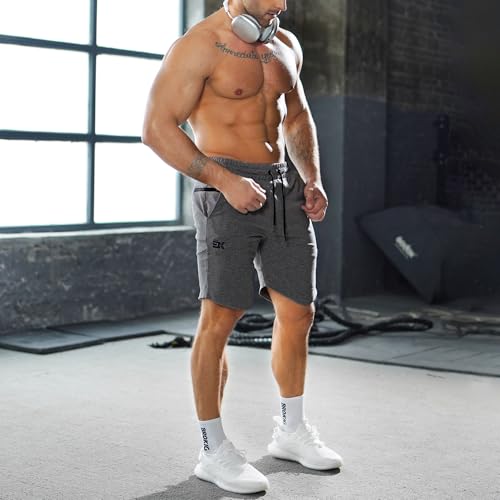 BROKIG Mens Zipslim Workout Athletic Shorts 7", Gym Running Training Sports Bodybuilding Shorts for Men with Zip Pockets3