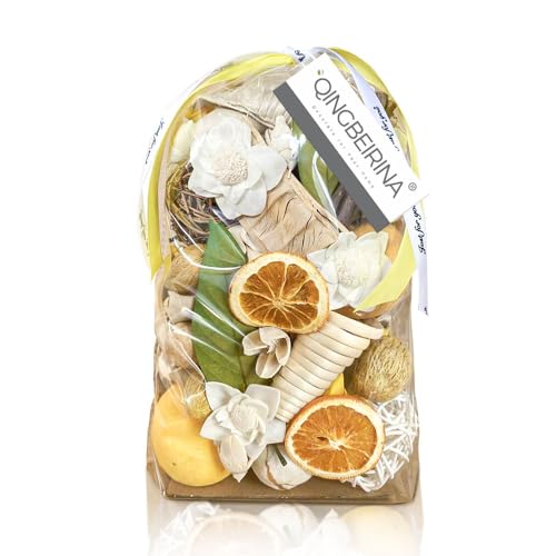 Qingbei Rina Potpourri Bags,Lemon/Citrus/Thyme Potpourris Bowl Filler,Yellow Decorative Pot pourri Dried Flowers,Home Fragrance Sachet, Vase Fillers(20 oz)