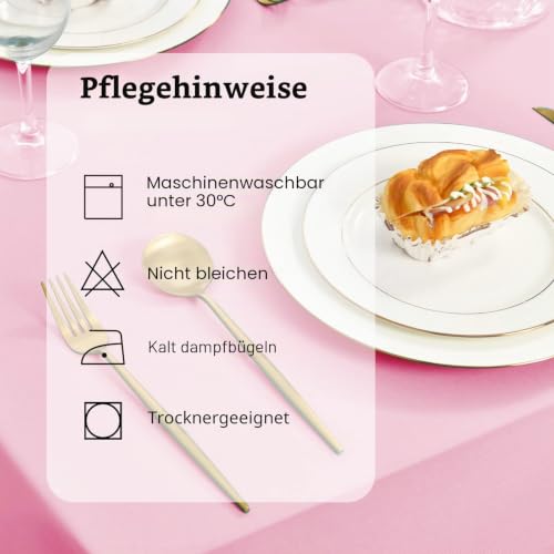 DWCN Rosa Tischdecke Fleckschutz Abwaschbar Tischwäsche 130x260cm Kratzfest – Ansicht 5